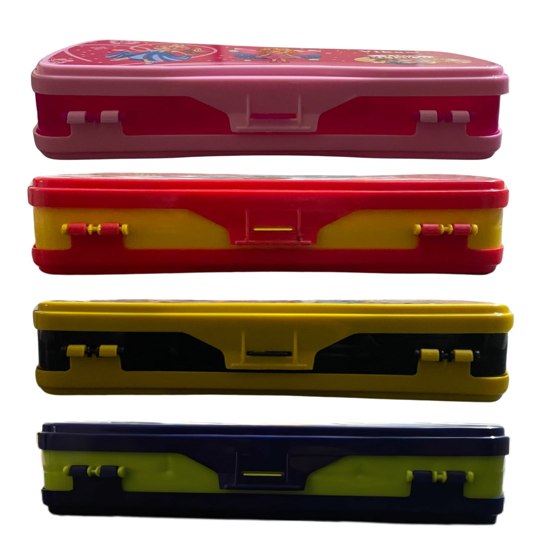 Vikas Maxo Pencil Box Pack of 4 Large Plastic Boxes for kids